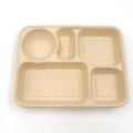 Heavy Duty Durable Disposable Eco-friendly Natural Bagasse Plates 5 Compartment Food Tray